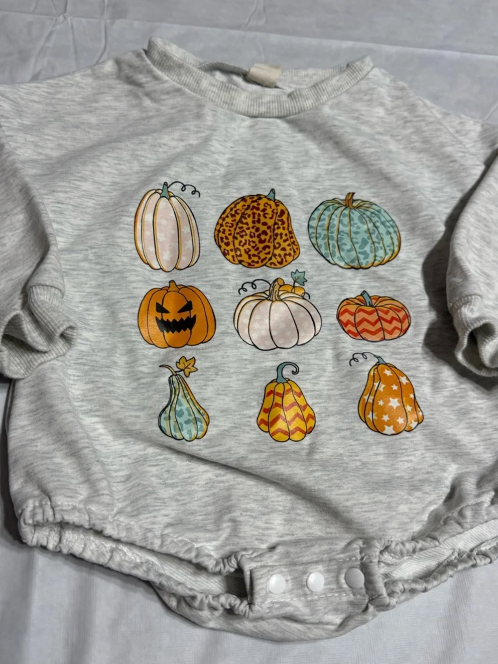 Baby Girl Boy Pumpkin Graphic Snap Romper Size 80 12-18 Months